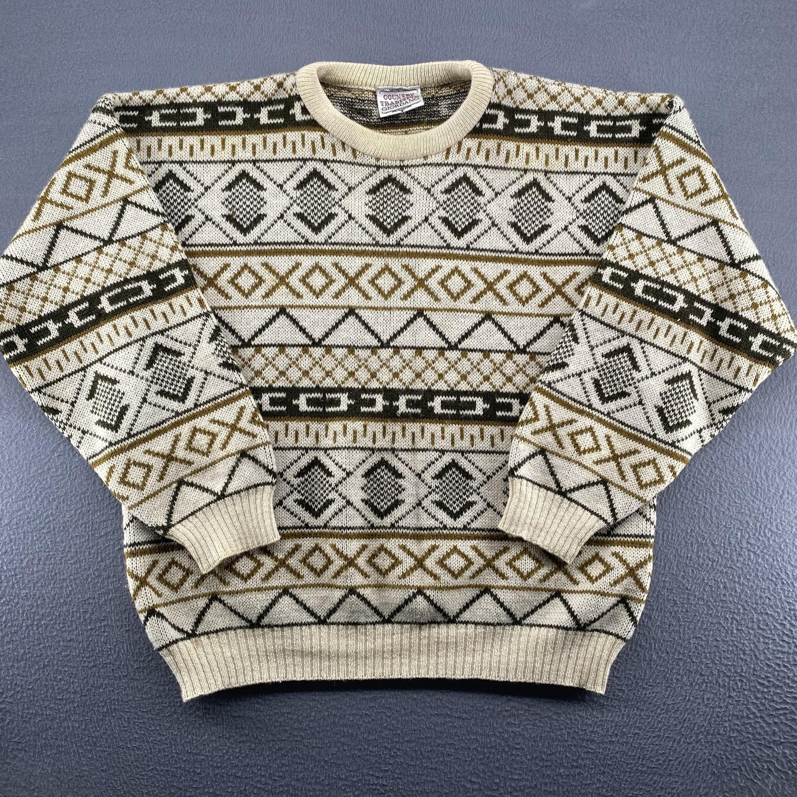 Country Tradition Giordano Sweater Mens Large Fair Isle Wool Made Great Britain